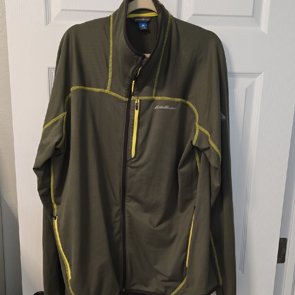 Eddie Bauer Men's Olive Performance Jacket with Yellow Trim